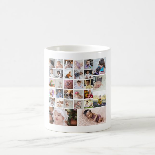 Design Your Own 30 Photo Collage Coffee Mug (Center)
