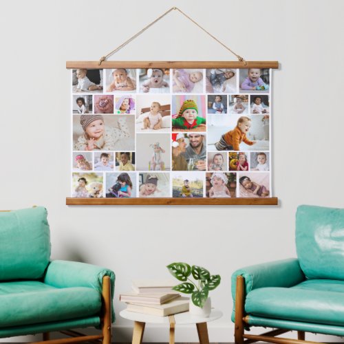 Design Your Own 30 Photo Collage Hanging Tapestry