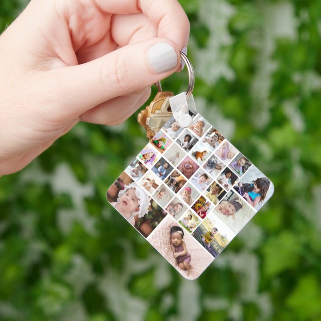 Design Your Own 30 Photo Collage Keychain (Hand)