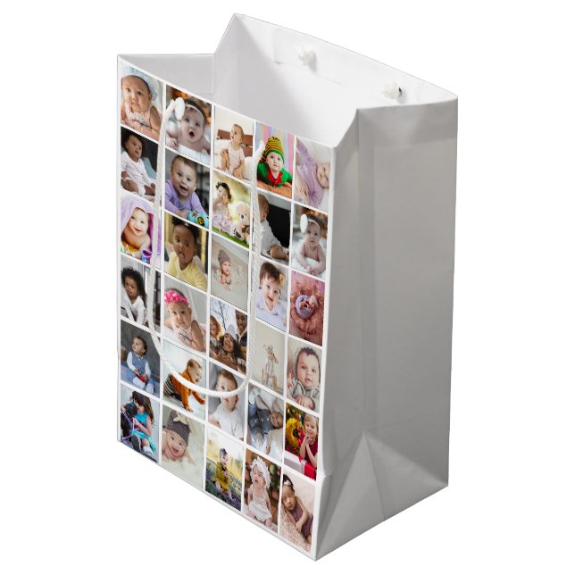 Design Your Own 30 Photo Collage Medium Gift Bag (Front Angled)