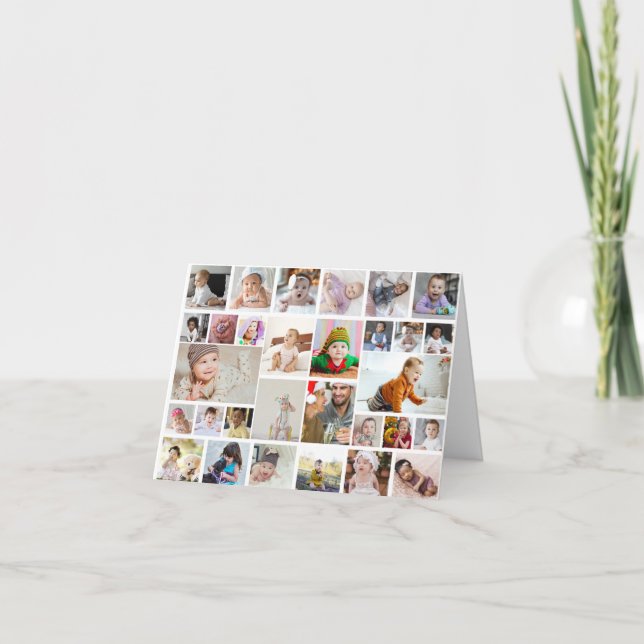Design Your Own 30 Photo Collage Poster Holiday Card (Front)