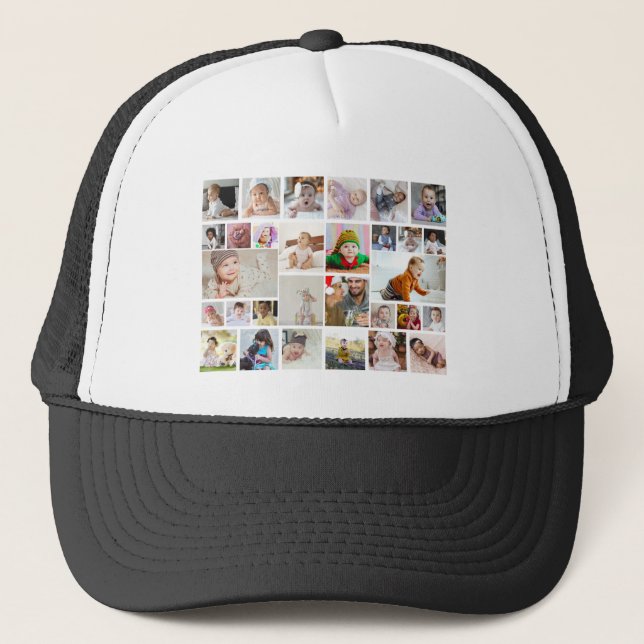Design Your Own 30 Photo Collage Poster Trucker Hat (Front)