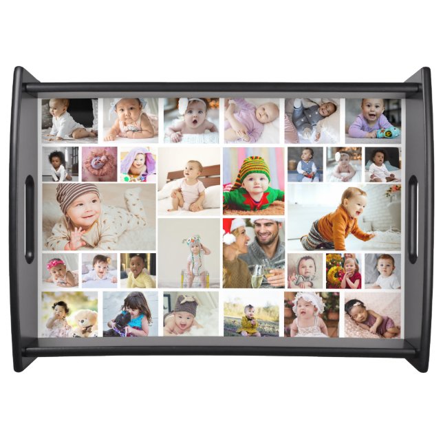 Design Your Own 30 Photo Collage Serving Tray (Front)