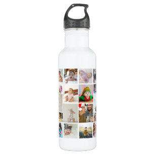Design Your Own 30 Photo Collage Stainless Steel Water Bottle