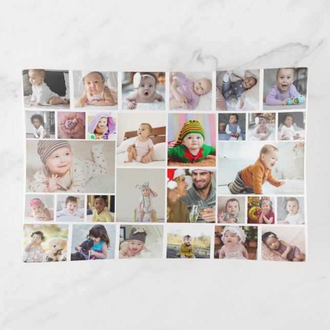 Design Your Own 30 Photo Collage Trinket Tray (Front)