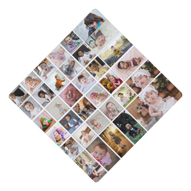 Design Your Own 35 Photo Collage Graduation Cap Topper (Front)