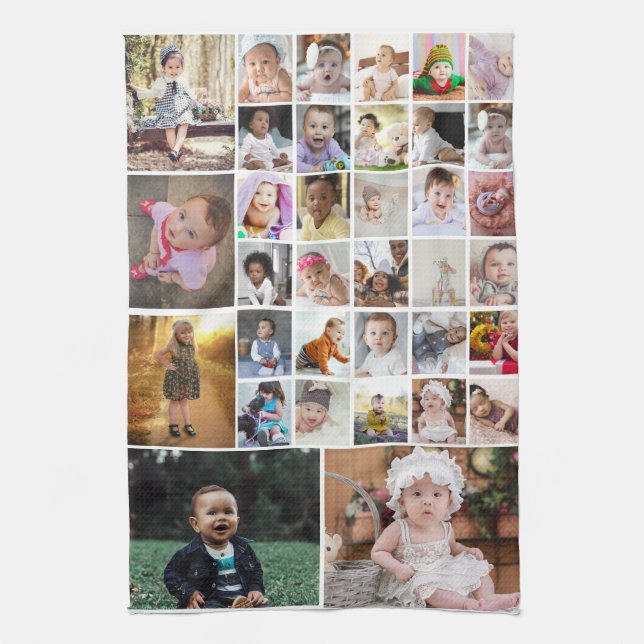 Design Your Own 35 Photo Collage Kitchen Towel (Vertical)