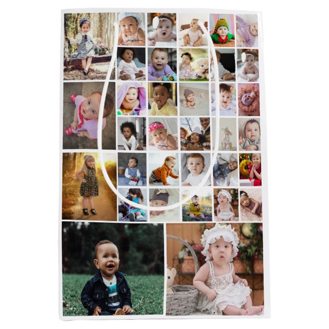 Design Your Own 35 Photo Collage Medium Gift Bag (Front)