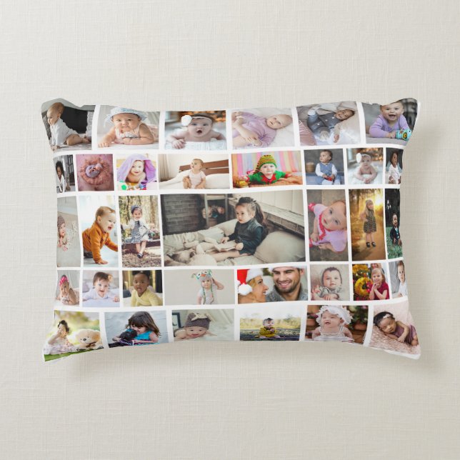 Design Your Own 35 Photo Collage Poster Accent Pillow (Front)