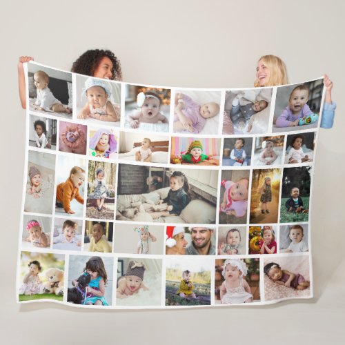 Design Your Own 35 Photo Collage Poster Fleece Blanket