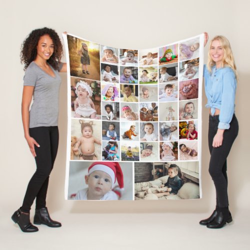 Design Your Own 35 Photo Collage Poster Fleece Blanket