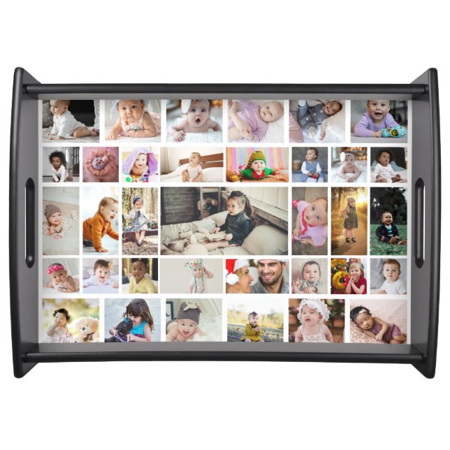 Design Your Own 35 Photo Collage Poster Serving Tray (Front)