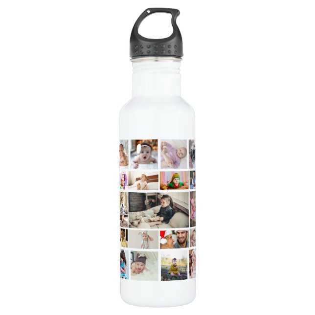 Design Your Own 35 Photo Collage Poster Stainless Steel Water Bottle (Front)