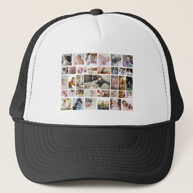 Design Your Own 35 Photo Collage Poster Trucker Hat (Front)