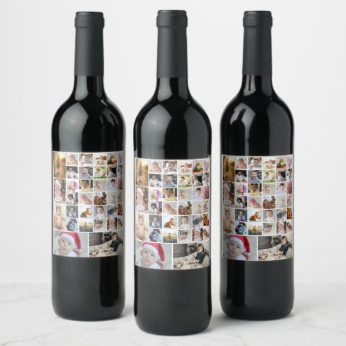 Design Your Own 35 Photo Collage Poster Wine Label