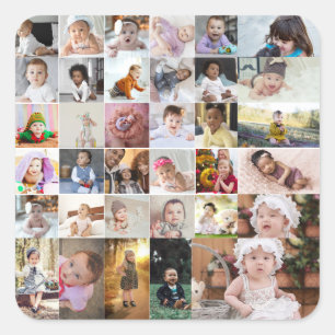 Design Your Own 35 Photo Collage Square Sticker