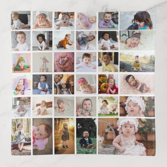 Design Your Own 35 Photo Collage Trinket Tray (Front)