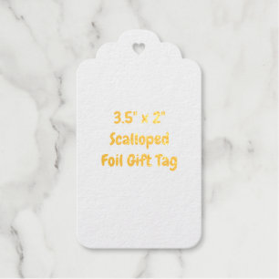 Design Your Own 3.5" x 2" Scalloped Gold Foil Gift Tags