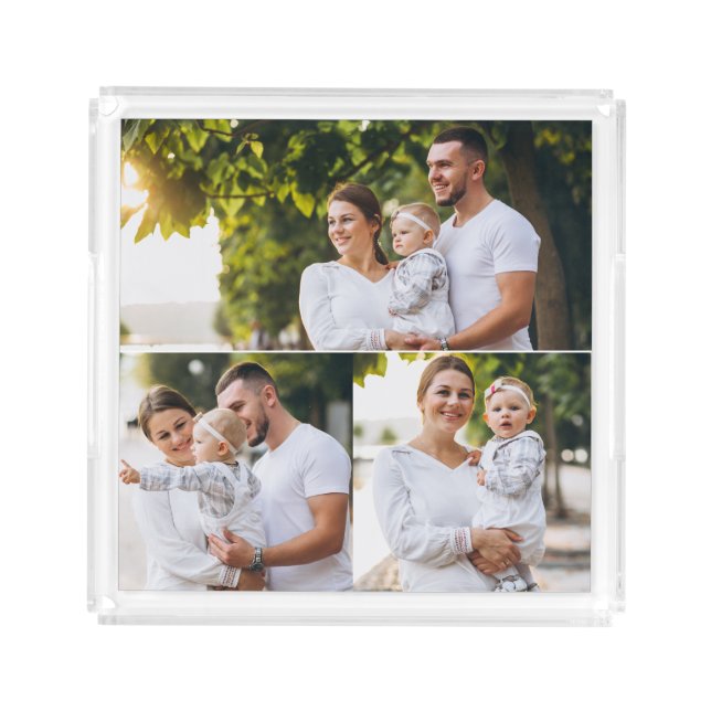 Design Your Own 3 Photo Collage Acrylic Tray (Front)