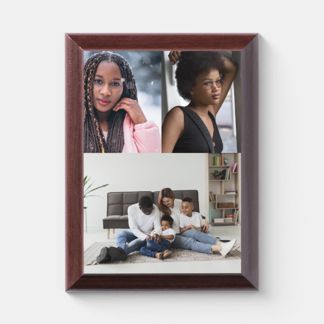 Design Your Own 3 Photo Collage Award Plaque (Vertical)