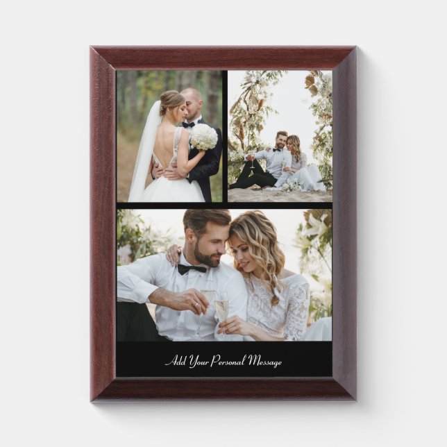 Design Your Own 3 Photo Collage Award Plaque (Vertical)