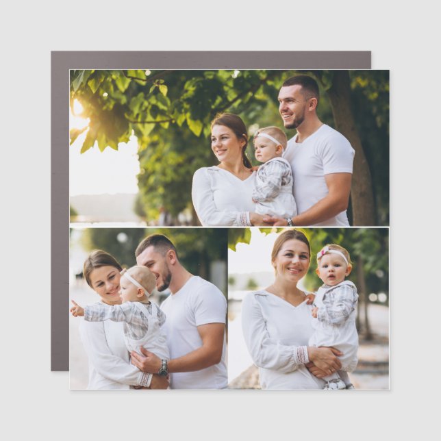 Design Your Own 3 Photo Collage Car Magnet (Front)