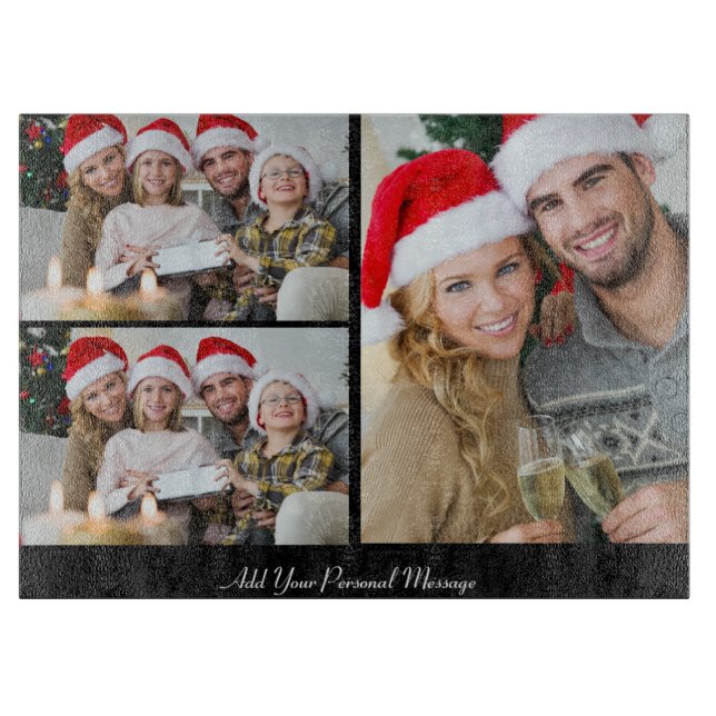 Design Your Own 3 Photo Collage Cutting Board (Front)