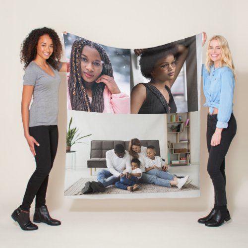 Design Your Own 3 Photo Collage Fleece Blanket