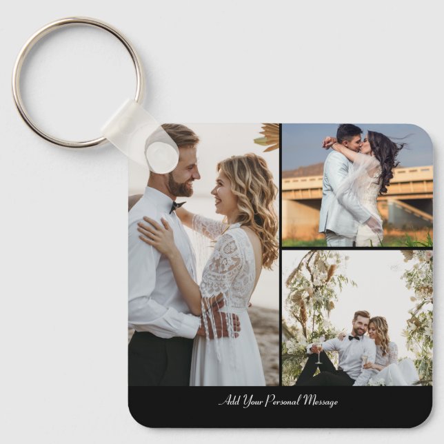 Design Your Own 3 Photo Collage Keychain (Front)
