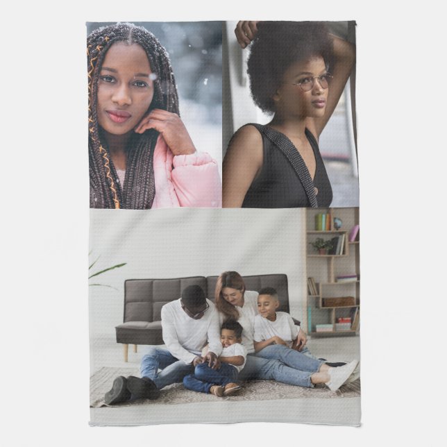 Design Your Own 3 Photo Collage Kitchen Towel (Vertical)