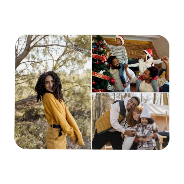 Design Your Own 3 Photo Collage Magnet (Horizontal)