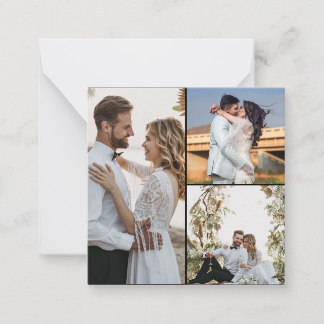 Design Your Own 3 Photo Collage Note Card (Front)