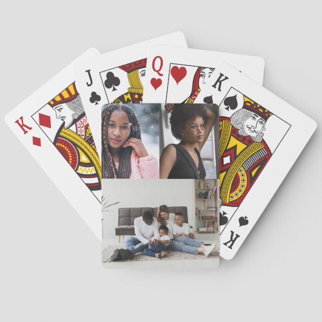 Design Your Own 3 Photo Collage Poker Cards (Back)