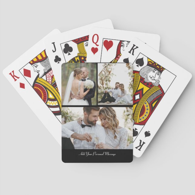 Design Your Own 3 Photo Collage Poker Cards (Back)