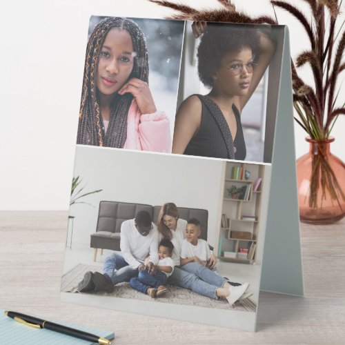 Design Your Own 3 Photo Collage Table Tent Sign