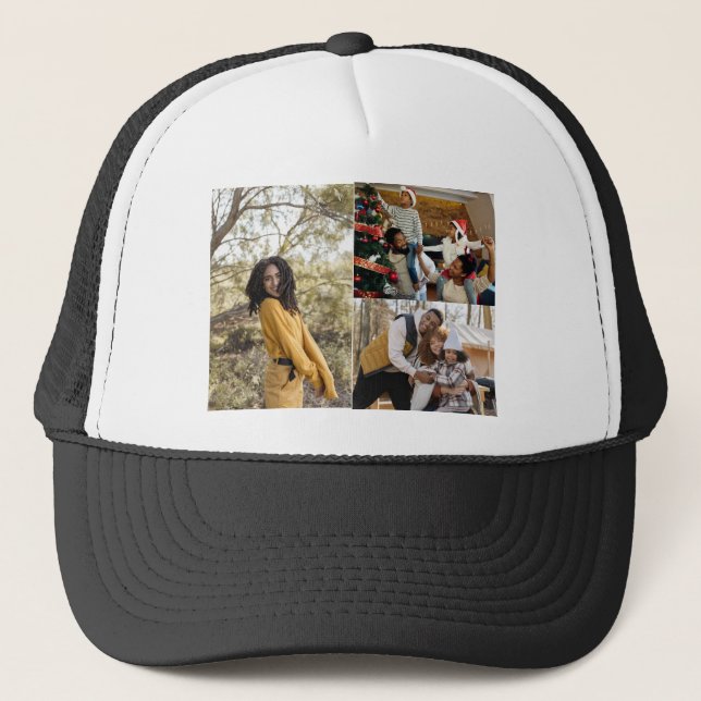 Design Your Own 3 Photo Collage Trucker Hat (Front)