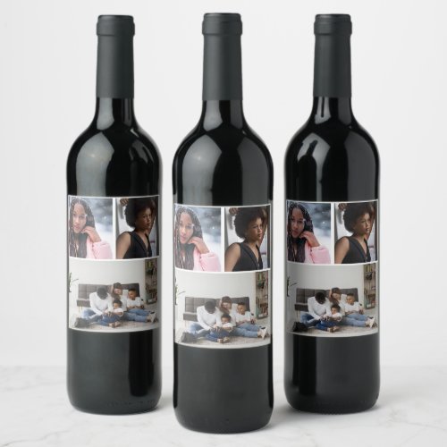 Design Your Own 3 Photo Collage Wine Label