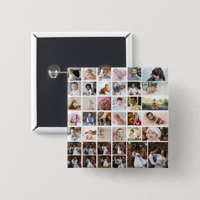 Design Your Own 40 Photo Collage Button (Front & Back)