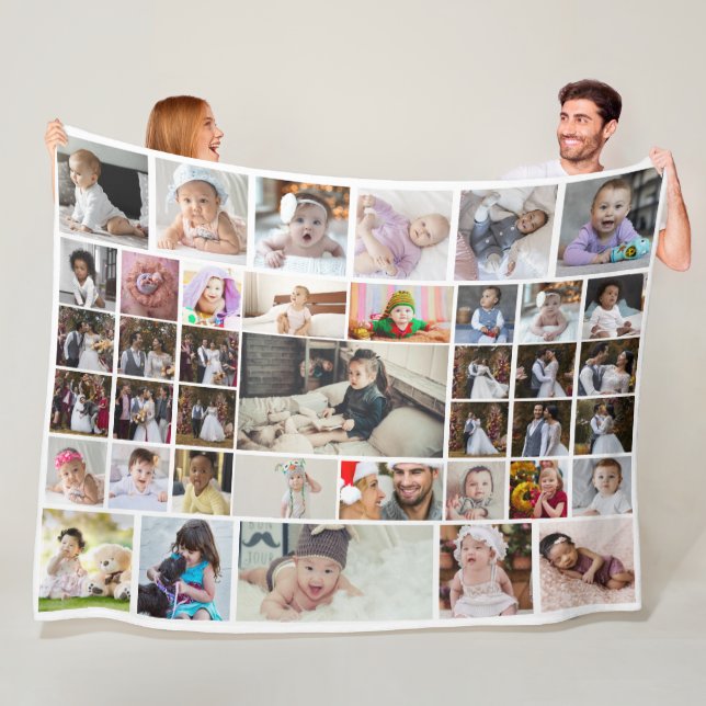 Design Your Own 40 Photo Collage Fleece Blanket (In Situ)