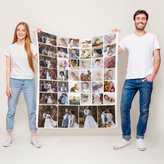 Design Your Own 40 Photo Collage Fleece Blanket (In Situ)