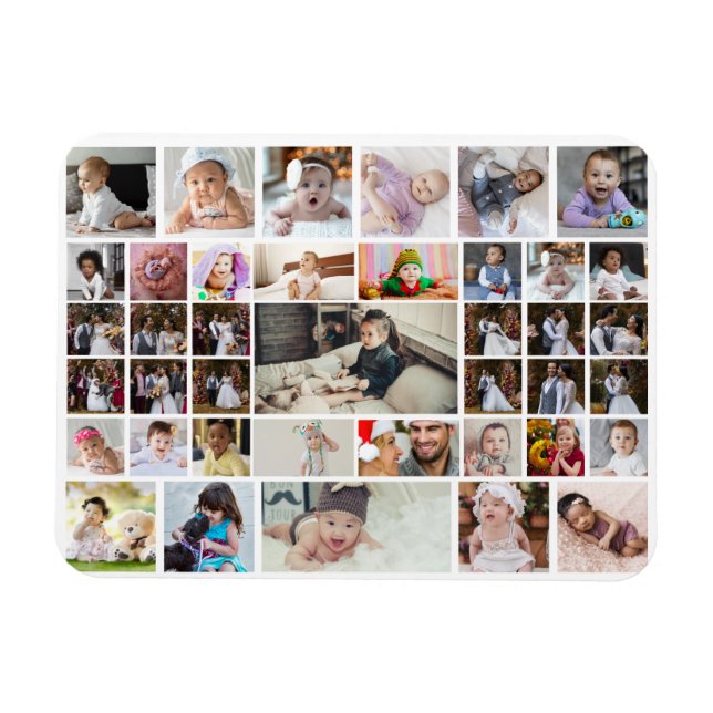 Design Your Own 40 Photo Collage Magnet (Horizontal)