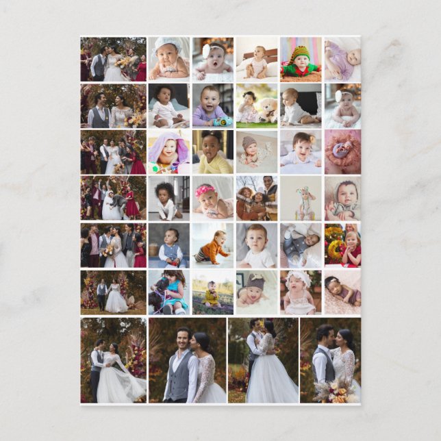 Design Your Own 40 Photo Collage Postcard (Front)