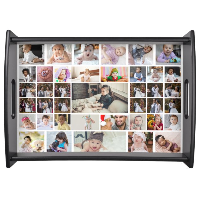 Design Your Own 40 Photo Collage Serving Tray (Front)
