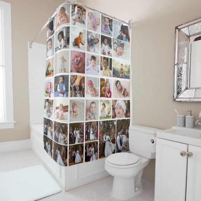 Design Your Own 40 Photo Collage Shower Curtain (In Situ)