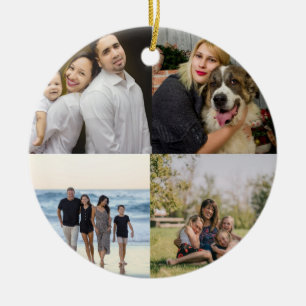 Design Your Own 4 Family Photo Collage Ceramic Ornament