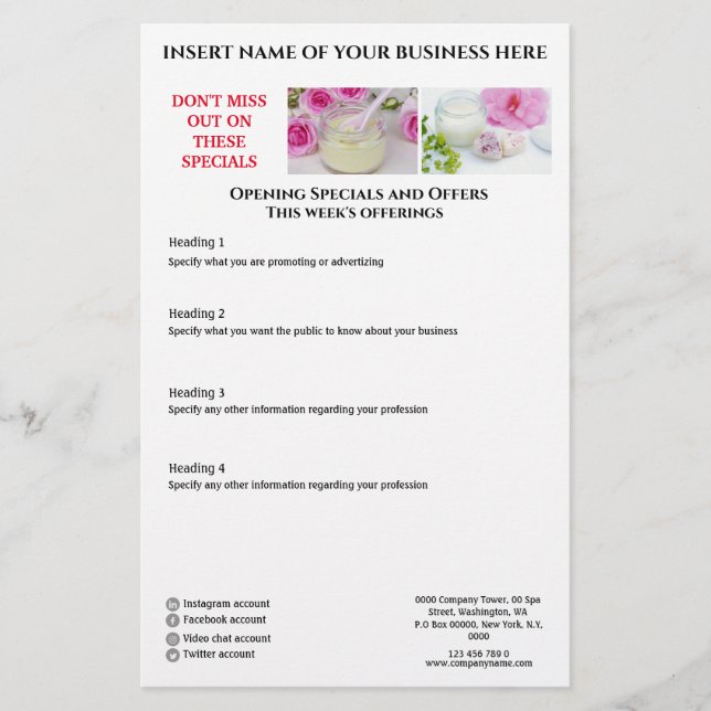 Design your own 4 photo business marketing handout (Front)