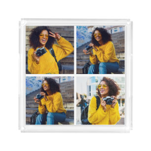 Design Your Own 4 Photo Collage Acrylic Tray