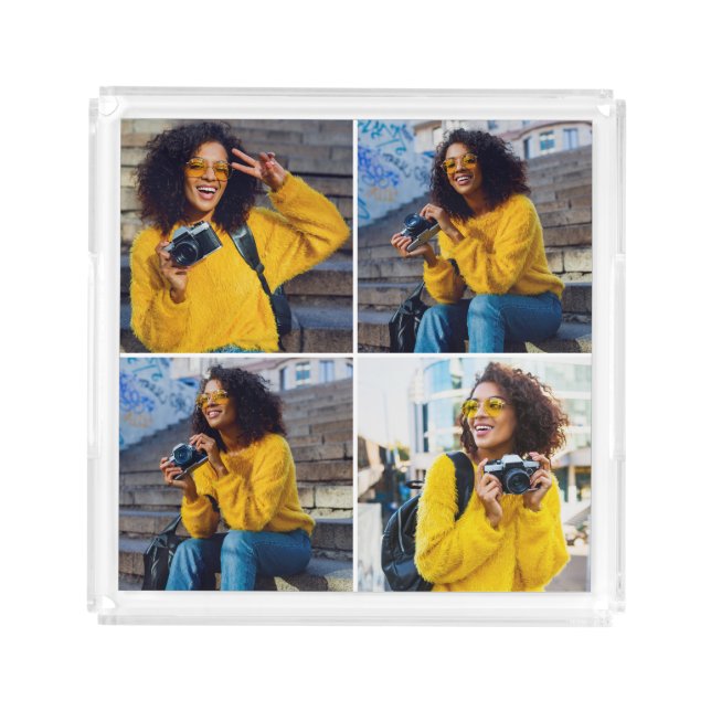 Design Your Own 4 Photo Collage Acrylic Tray (Front)