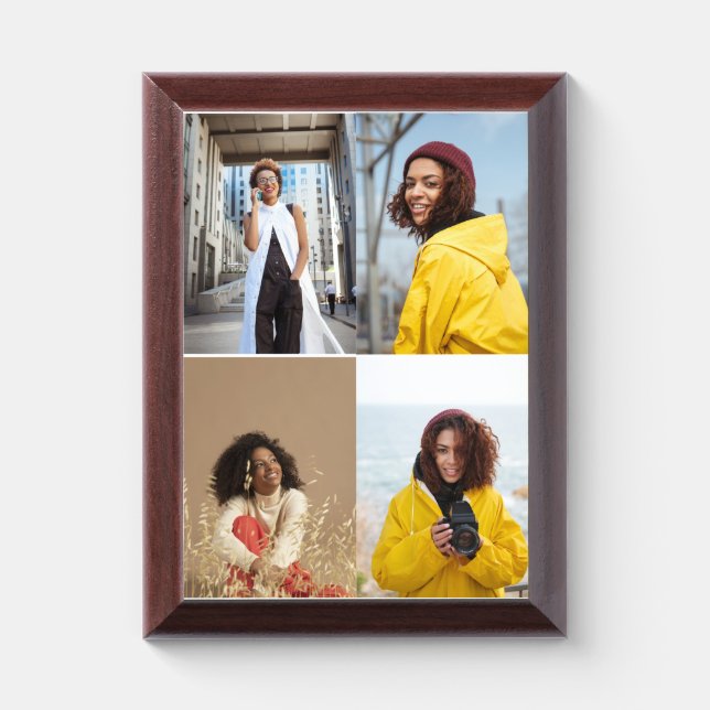 Design Your Own 4 Photo Collage Award Plaque (Vertical)