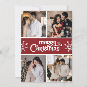 Design Your Own 4 Photo Collage Christmas Holiday Card